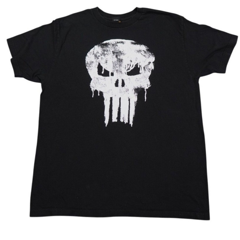 VTG Mad Engine Punisher Marvel Men XL Black Distressed Skull‎ Graphic Tee Y2K